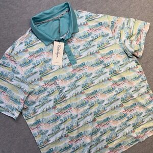 Walter Hagen Golf Polo Shirt Mens 2XL‎ AOP Country Club Course Landscape UPF NEW